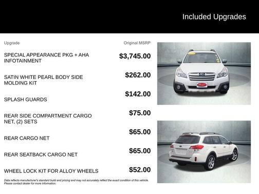Satin White Pearl 2013 Subaru Outback 2.5i Limited