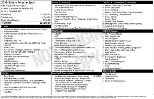 2019 Subaru Forester Sport