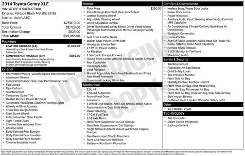 Attitude Black Metallic 2014 Toyota Camry XLE