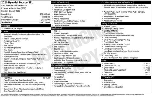 Atlantic Blue 2026 Hyundai TUCSON SEL