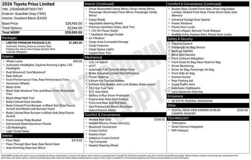 2026 Toyota Prius Limited
