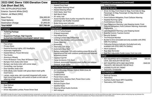 Summit White 2023 GMC Sierra 1500 Elevation