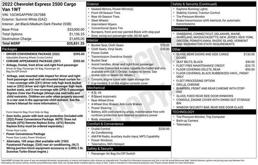 2022 Chevrolet Express 2500 Work Van