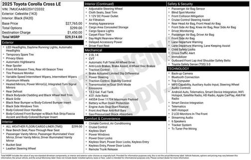 CELESTITE 2025 Toyota Corolla Cross LE