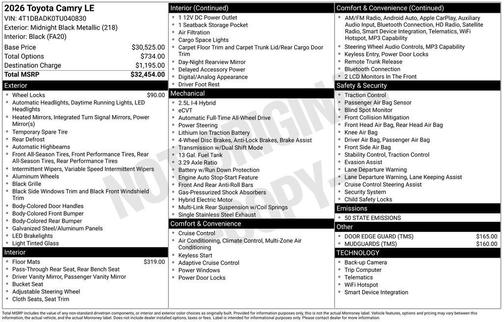 2026 Toyota Camry LE