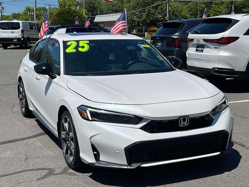 Platinum White Pearl 2025 Honda Civic Hybrid Sport Touring