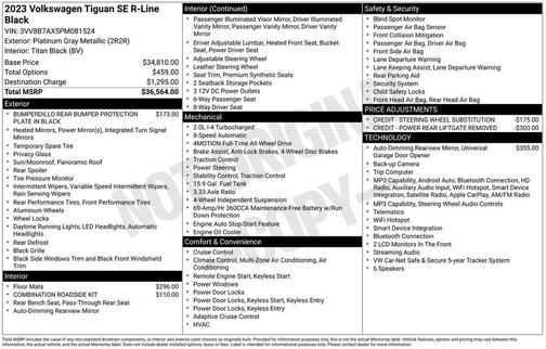 Platinum Gray Metallic 2023 Volkswagen Tiguan 2.0T SE R-Line Black 4MOTION
