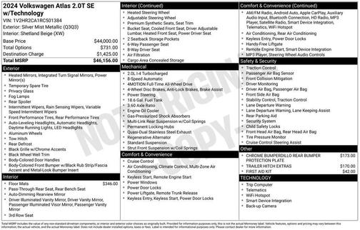 2024 Volkswagen Atlas 2.0T SE w/Technology 4MOTION