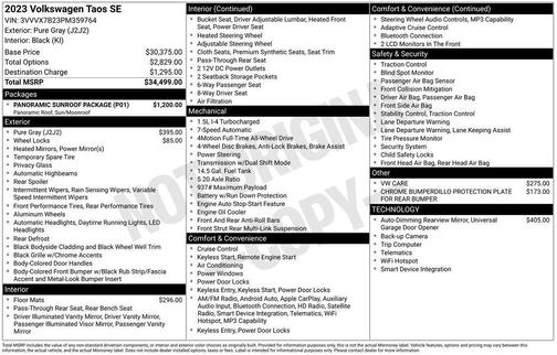 Pure Gray 2023 Volkswagen Taos 1.5T SE