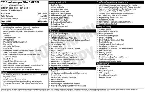 2025 Volkswagen Atlas 2.0T SEL