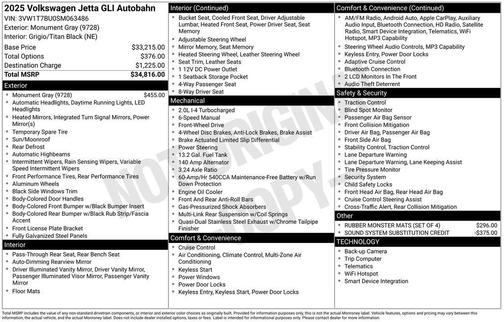 2025 Volkswagen Jetta GLI 2.0T Autobahn
