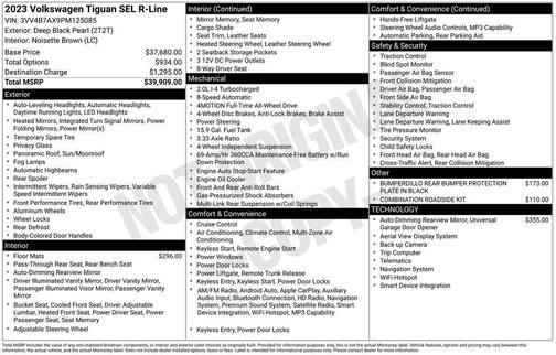 Deep Black 2023 Volkswagen Tiguan 2.0T SEL R-Line 4MOTION