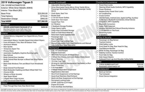 2019 Volkswagen Tiguan 2.0T S 4MOTION