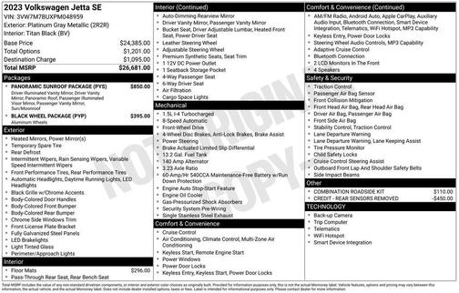Platinum Gray Metallic 2023 Volkswagen Jetta 1.5T SE
