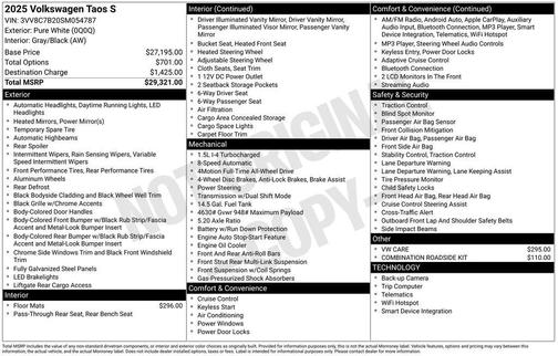 2025 Volkswagen Taos 1.5T S