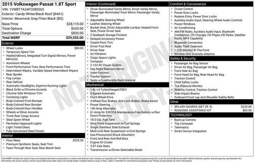 Candy White 2015 Volkswagen Passat 1.8T Auto Sport
