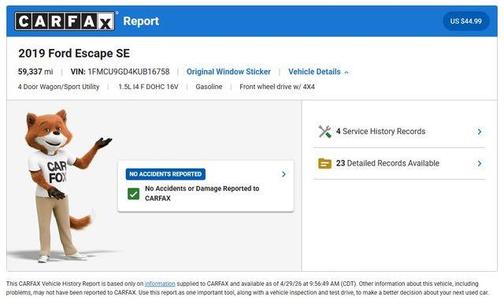 Agate Black Metallic 2019 Ford Escape SE
