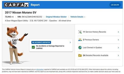 Pearl White 2017 Nissan Murano SL