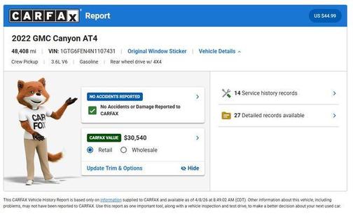 Summit White 2022 GMC Canyon AT4 w/Cloth