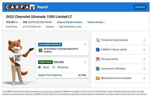 Summit White 2022 Chevrolet Silverado 1500 Limited LT