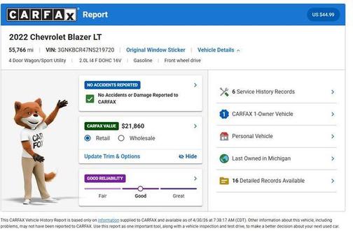 Summit White 2022 Chevrolet Blazer 2LT