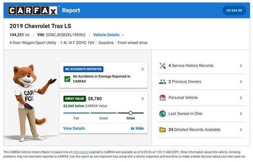 Mosaic Black Metallic 2019 Chevrolet Trax LS