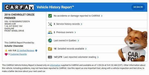 2016 Chevrolet Cruze Premier Auto