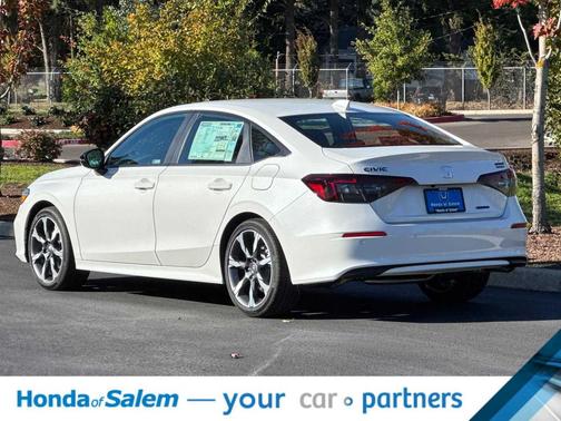 Platinum White Pearl 2026 Honda Civic Hybrid Sport Touring