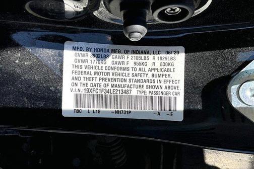 Black 2020 Honda Civic EX