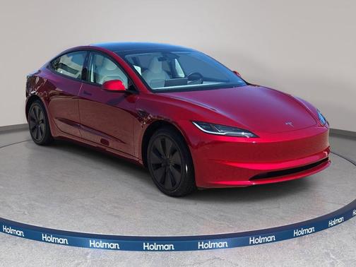 Red 2025 Tesla Model 3 Long Range