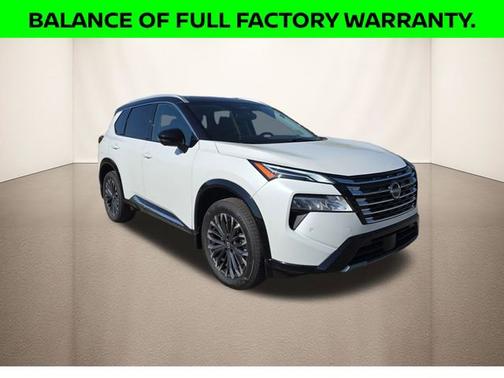 Everest White Pearl/Super Black 2025 Nissan Rogue Platinum