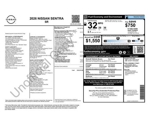 Bluestone Pearl/Super Black 2026 Nissan Sentra SR