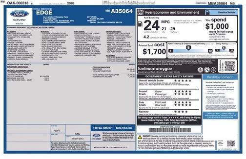Silver Metallic 2021 Ford Edge Titanium