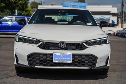 Platinum White Pearl 2025 Honda Civic Hybrid Sport Touring