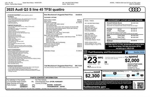 2025 Audi Q3 Premium 45 TFSI S line quattro Tiptronic