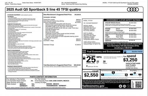 Florett Silver Metallic 2025 Audi Q5 45 S line Premium Plus