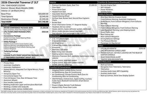 Mosaic Black Metallic 2026 Chevrolet Traverse LT