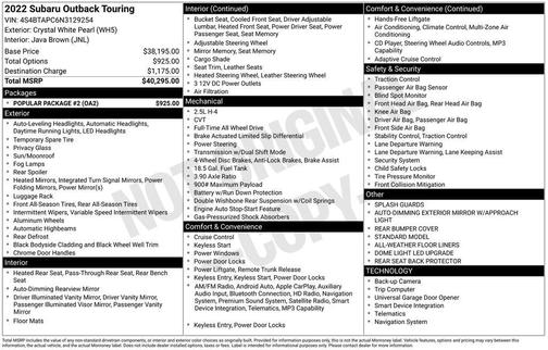 2022 Subaru Outback Touring