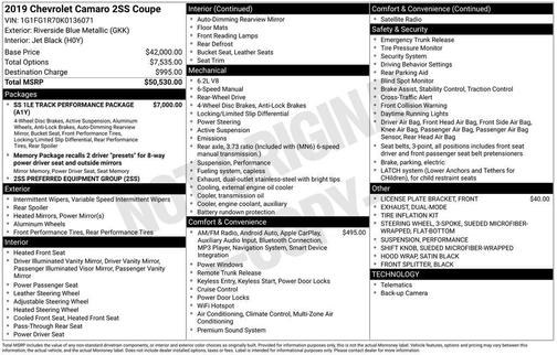 2019 Chevrolet Camaro 2SS