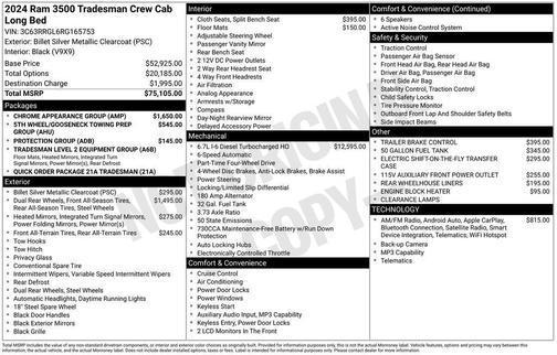 Billet Silver Metallic Clearcoat 2024 RAM 3500 Tradesman