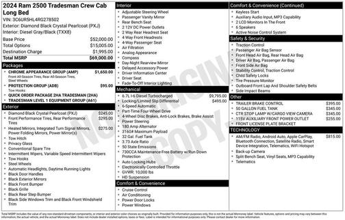 Diamond Black 2024 RAM 2500 Tradesman