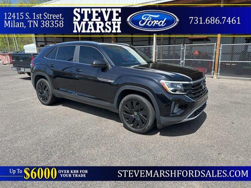 Deep Black Pearl 2024 Volkswagen Atlas Cross Sport 2.0T SE w/Technology