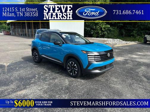 Arctic Ice Blue Metallic/Super Black 2025 Nissan Kicks SR