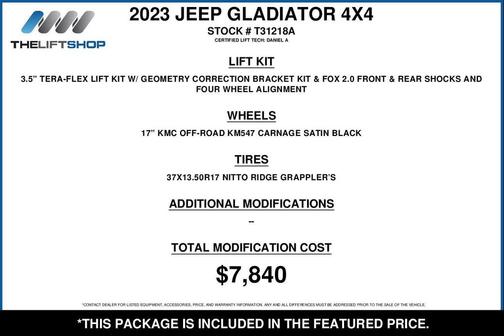 Black Clearcoat 2023 Jeep Gladiator Sport