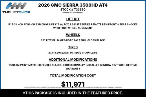 Onyx Black 2026 GMC Sierra 3500 AT4