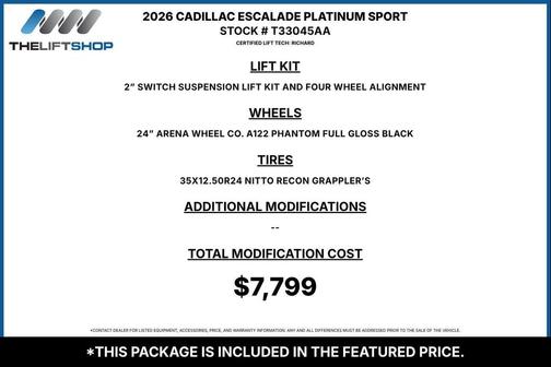 Argent Silver Metallic 2026 Cadillac Escalade Sport Platinum