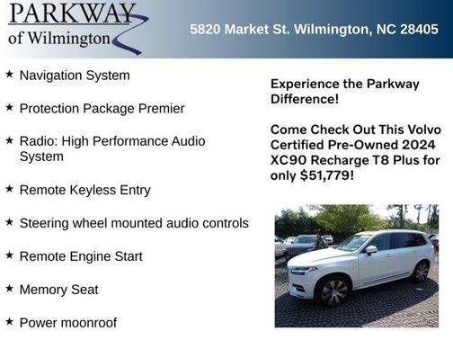 Crystal White 2024 Volvo XC90 Recharge Plug-In Hybrid T8 Plus Bright Theme 7 Passenger