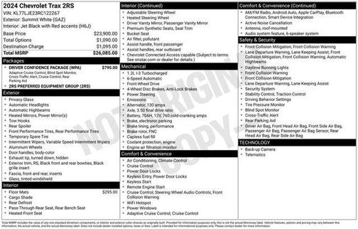 Summit White 2024 Chevrolet Trax 2RS