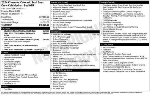 Black 2024 Chevrolet Colorado Trail Boss