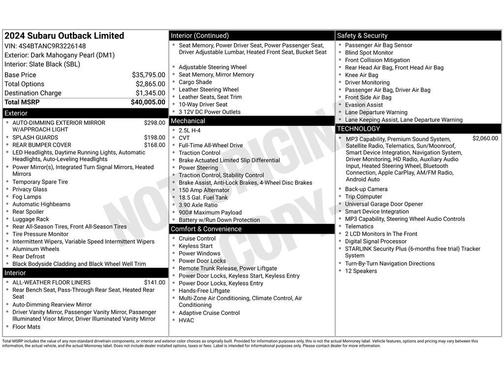 Mahogany Pearl 2024 Subaru Outback Limited